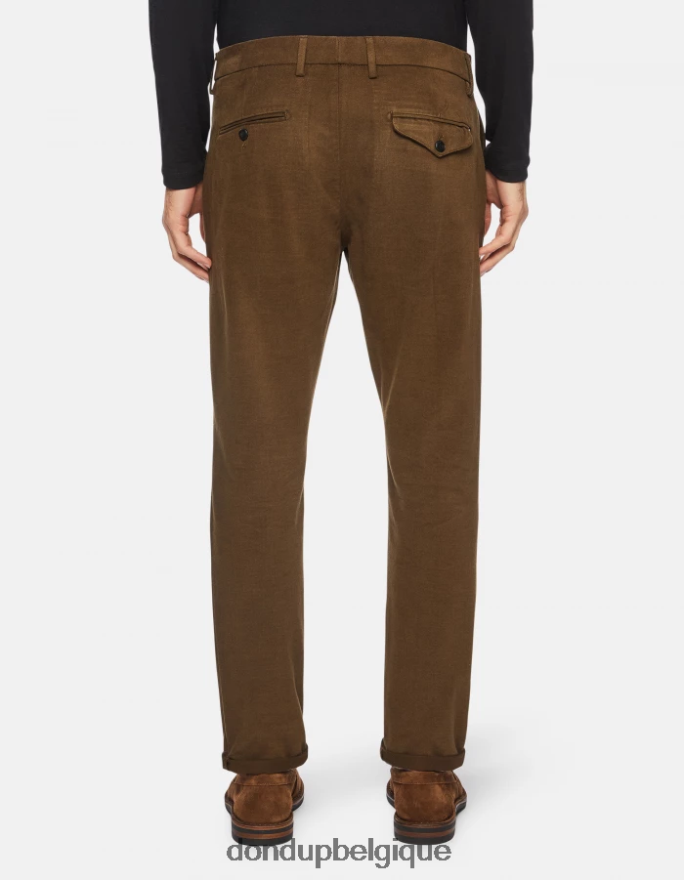Hommes vêtements DONDUP vert militaire pantalon joe coupe carotte en coton 8826D0700