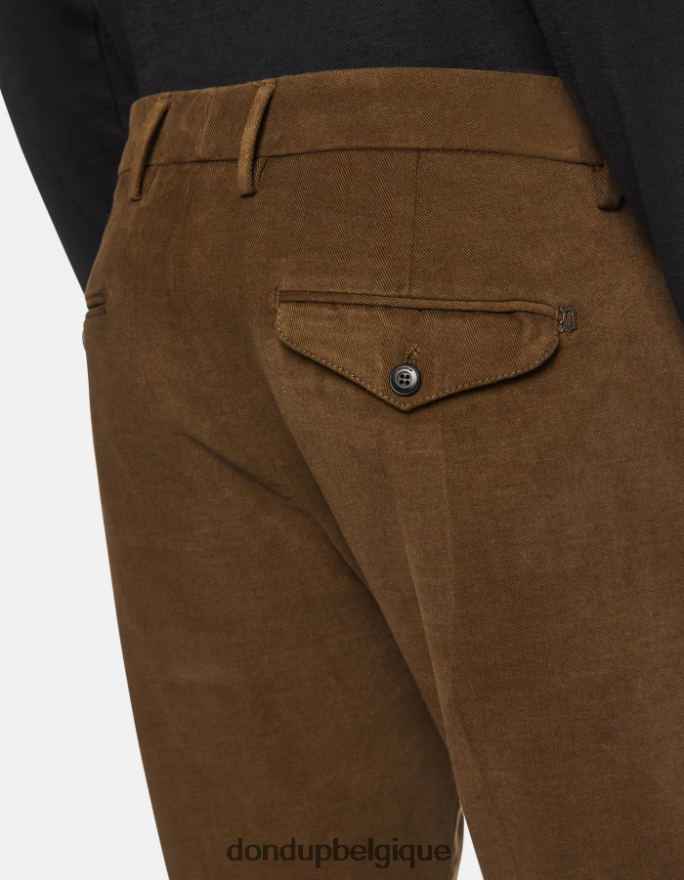 Hommes vêtements DONDUP vert militaire pantalon joe coupe carotte en coton 8826D0700