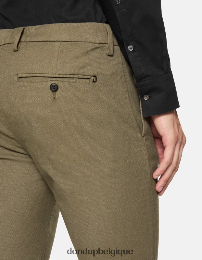 Hommes vêtements DONDUP vert sauge pantalon ral coupe classique en coton 8826D0698