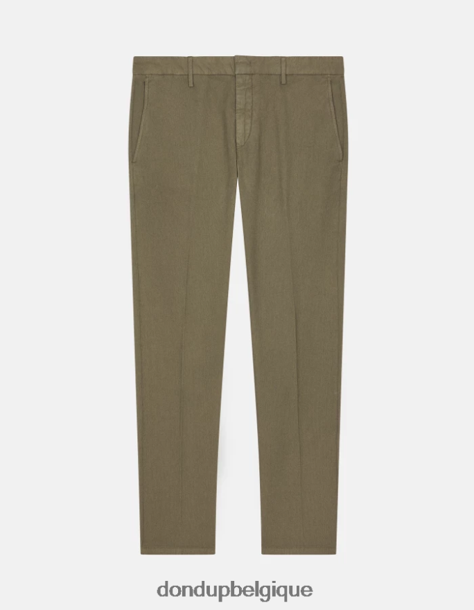 Hommes vêtements DONDUP vert sauge pantalon ral coupe classique en coton 8826D0698