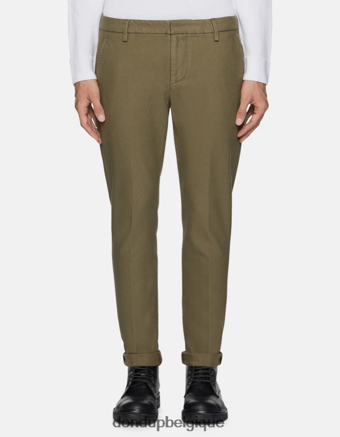 Hommes vêtements DONDUP vert sauge pantalon slim en coton gaubert 8826D0780