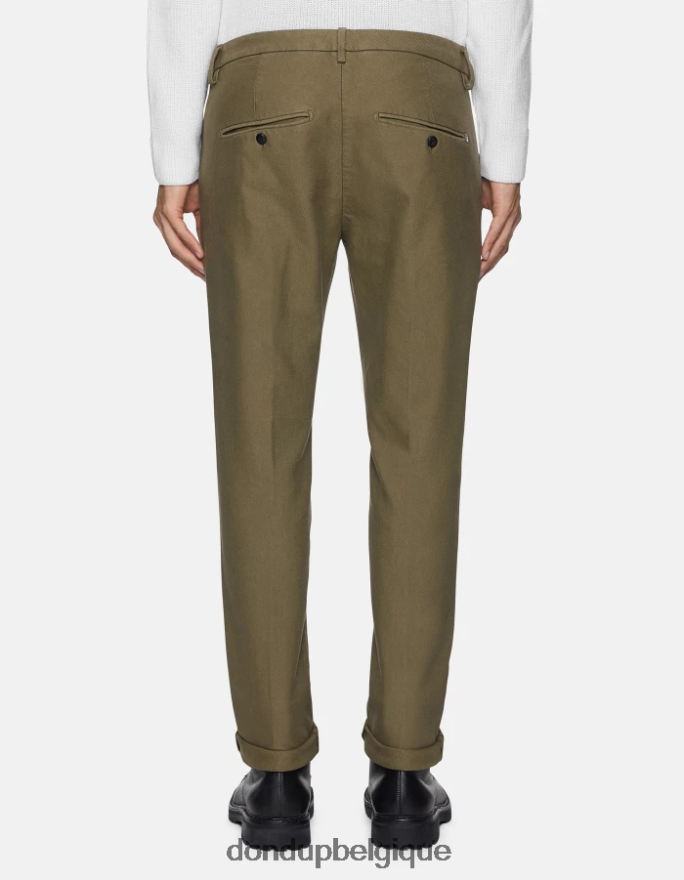 Hommes vêtements DONDUP vert sauge pantalon slim en coton gaubert 8826D0780
