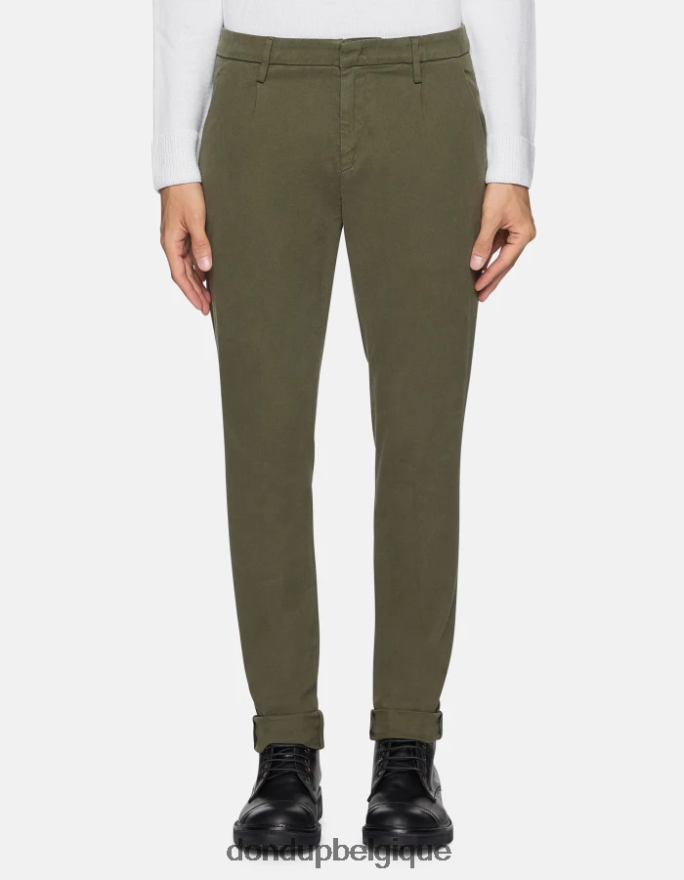 Hommes vêtements DONDUP vert sauge pantalon slim fit en coton avec pinces gaubert 8826D0723