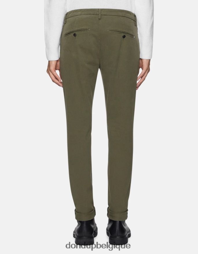 Hommes vêtements DONDUP vert sauge pantalon slim fit en coton avec pinces gaubert 8826D0723