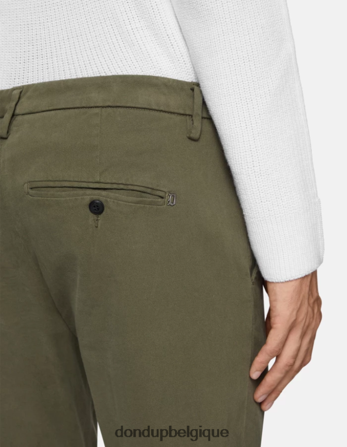 Hommes vêtements DONDUP vert sauge pantalon slim fit en coton avec pinces gaubert 8826D0723