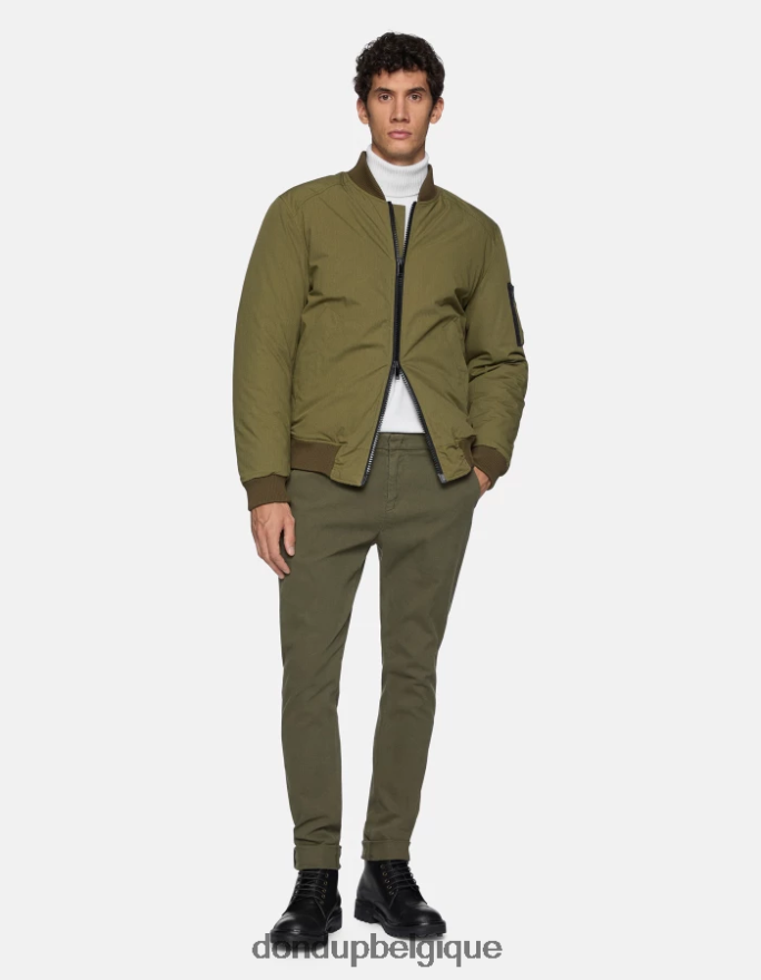 Hommes vêtements DONDUP vert sauge pantalon slim fit en coton avec pinces gaubert 8826D0723