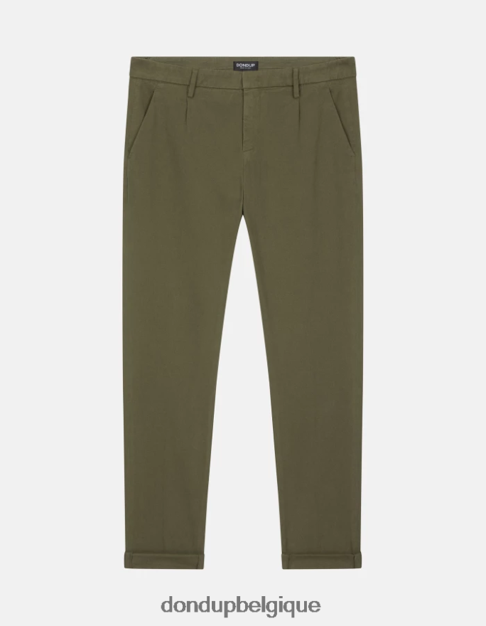 Hommes vêtements DONDUP vert sauge pantalon slim fit en coton avec pinces gaubert 8826D0723