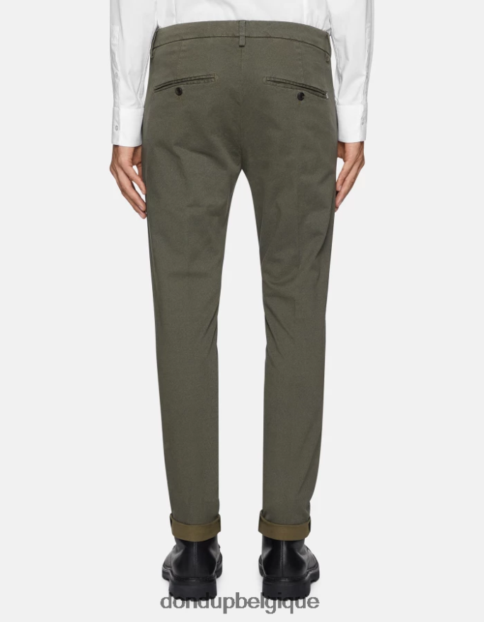 Hommes vêtements DONDUP vert sauge pantalon slim fit gaubert en coton imprimé 8826D0781