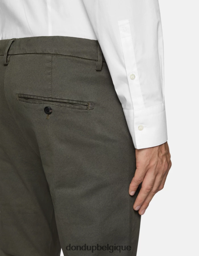 Hommes vêtements DONDUP vert sauge pantalon slim fit gaubert en coton imprimé 8826D0781
