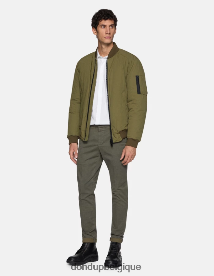 Hommes vêtements DONDUP vert sauge pantalon slim fit gaubert en coton imprimé 8826D0781