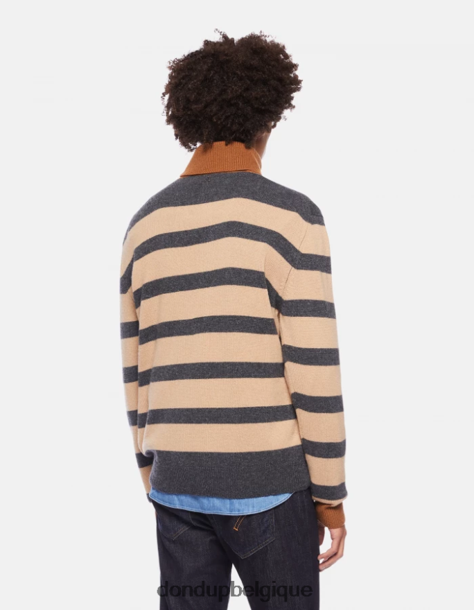 Hommes vêtements DONDUP écru et gris pull col polo coupe classique en cachemire mélangé 8826D0896