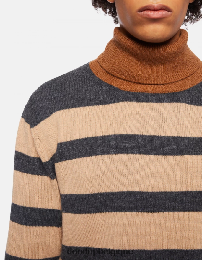 Hommes vêtements DONDUP écru et gris pull col polo coupe classique en cachemire mélangé 8826D0896