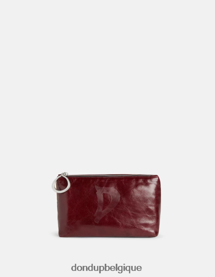 femmes accessoires DONDUP Prugna trousse de beauté en cuir brillant 8826D0501