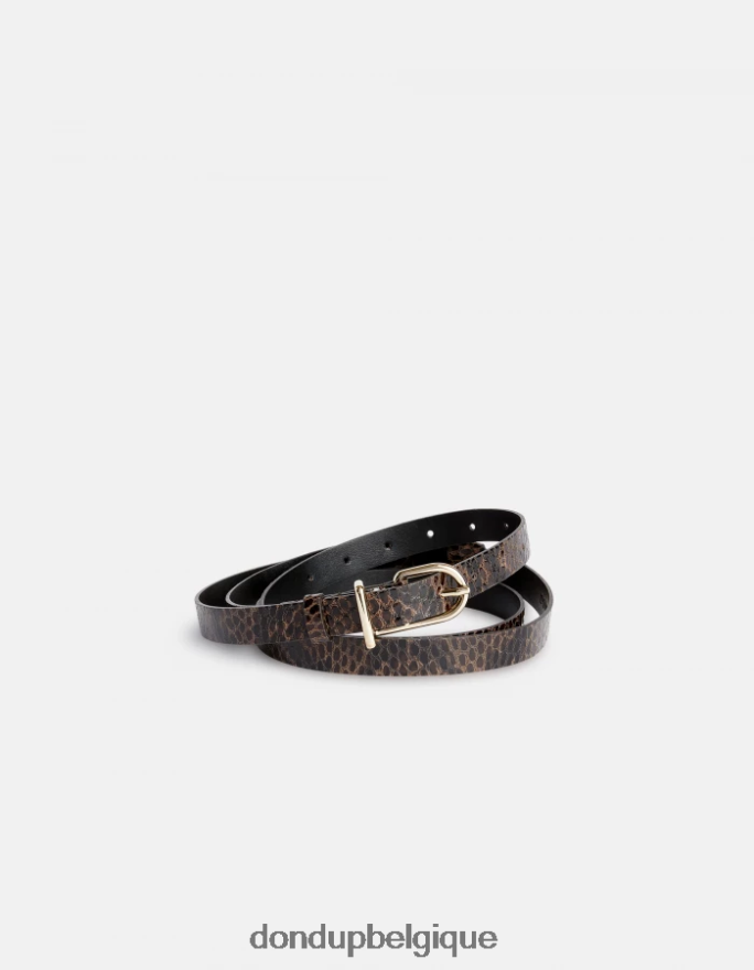 femmes accessoires DONDUP cioccolato ceinture en cuir effet python 8826D0473
