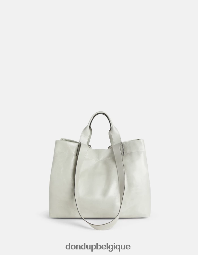 femmes accessoires DONDUP gris clair cabas en cuir brillant 8826D0496