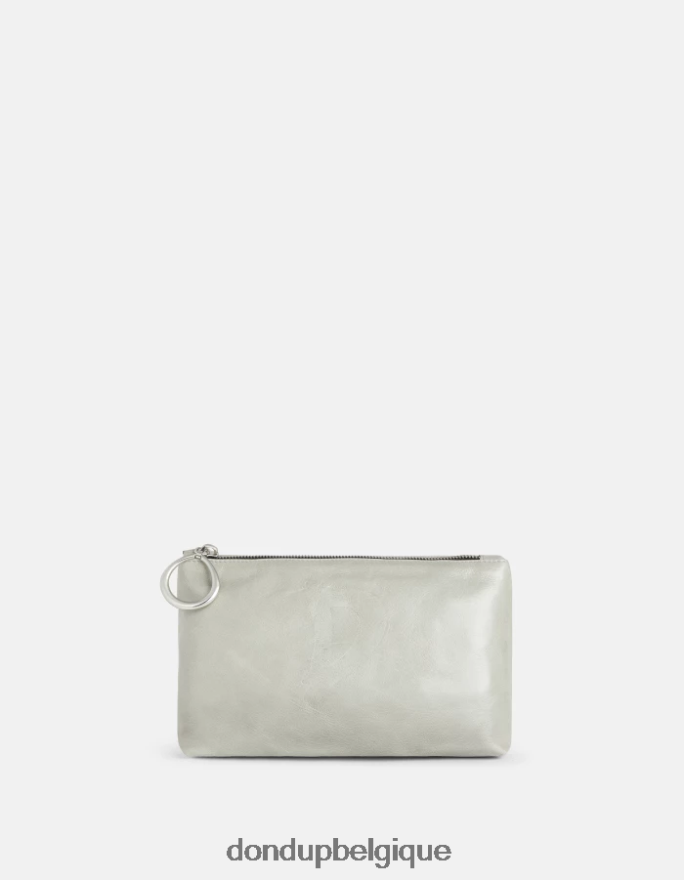 femmes accessoires DONDUP gris clair trousse de beauté en cuir brillant 8826D0503