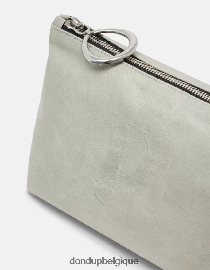 femmes accessoires DONDUP gris clair trousse de beauté en cuir brillant 8826D0503