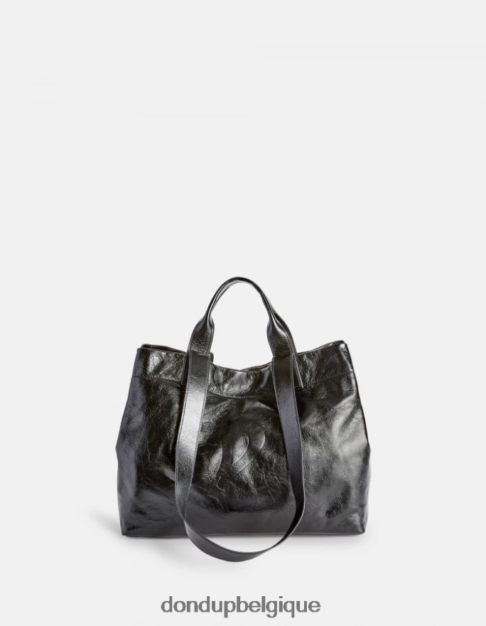 femmes accessoires DONDUP noir cabas en cuir brillant 8826D0492