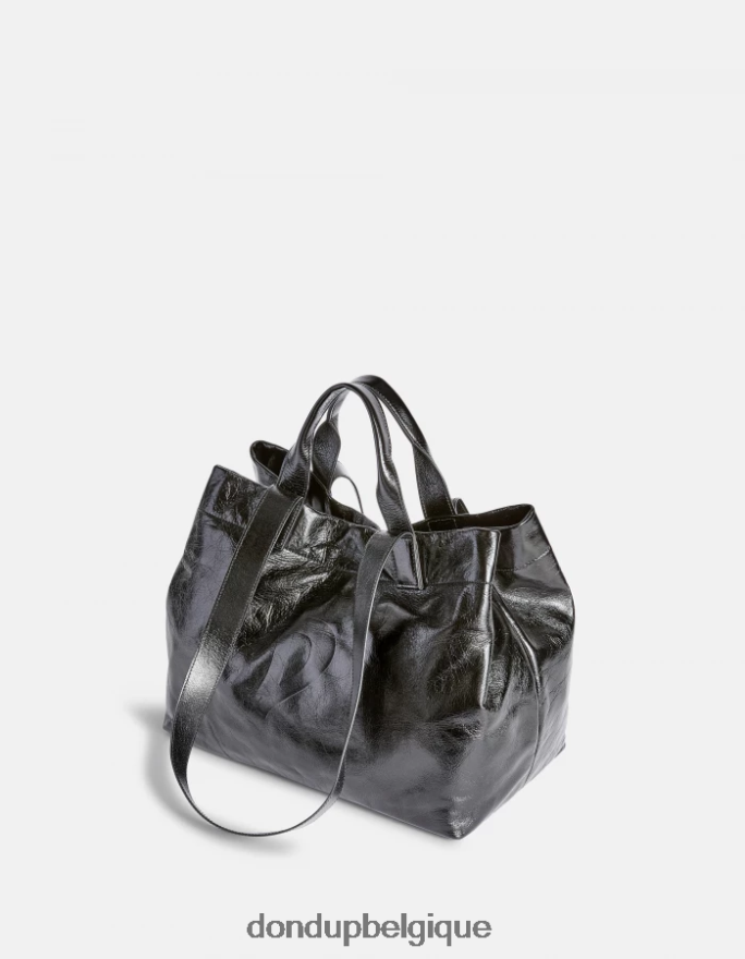 femmes accessoires DONDUP noir cabas en cuir brillant 8826D0492