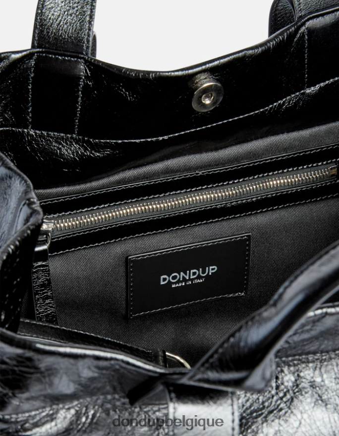 femmes accessoires DONDUP noir cabas en cuir brillant 8826D0492