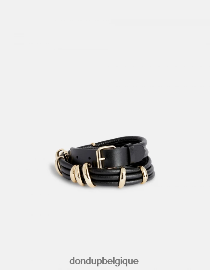 femmes accessoires DONDUP noir ceinture en cuir de veau 8826D0475