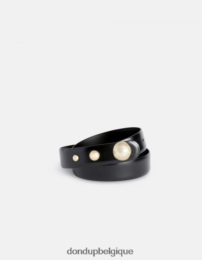 femmes accessoires DONDUP noir ceinture en cuir de veau 8826D0476