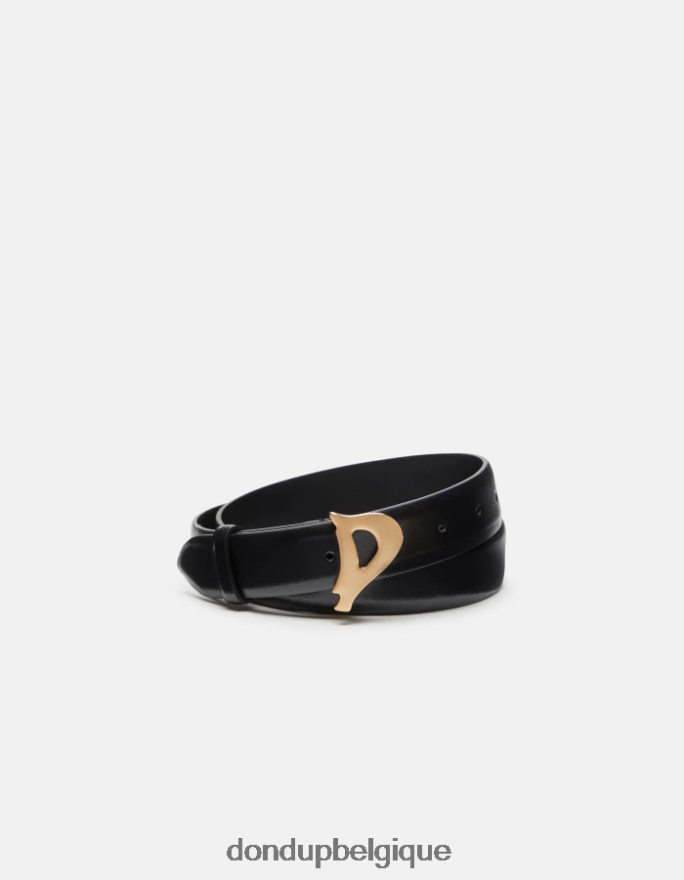 femmes accessoires DONDUP noir ceinture en cuir de veau 8826D0481
