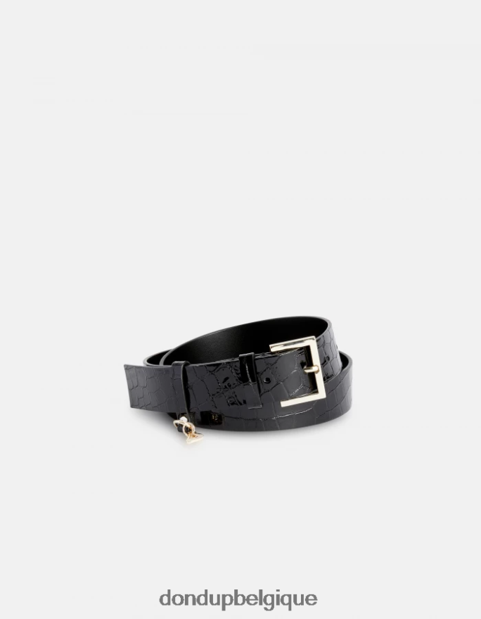 femmes accessoires DONDUP noir ceinture en cuir effet crocodile 8826D0477
