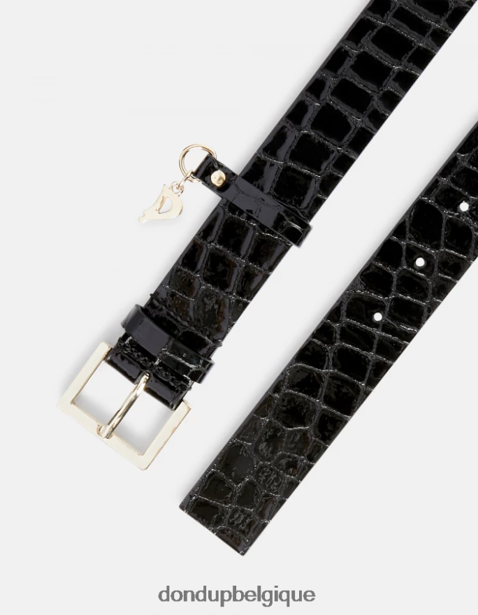 femmes accessoires DONDUP noir ceinture en cuir effet crocodile 8826D0477