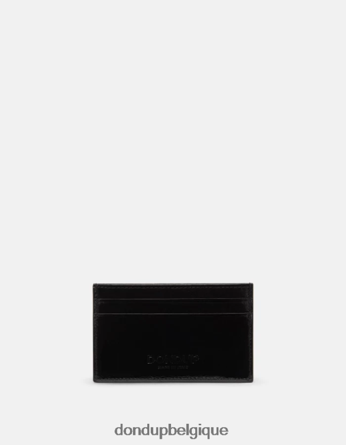 femmes accessoires DONDUP noir porte-cartes en cuir brillant 8826D0507