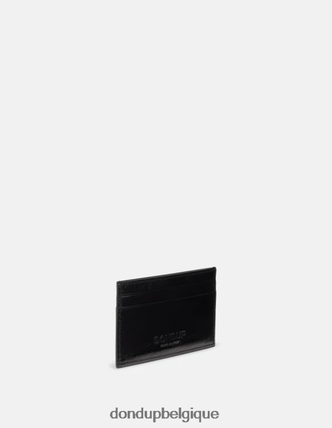 femmes accessoires DONDUP noir porte-cartes en cuir brillant 8826D0507