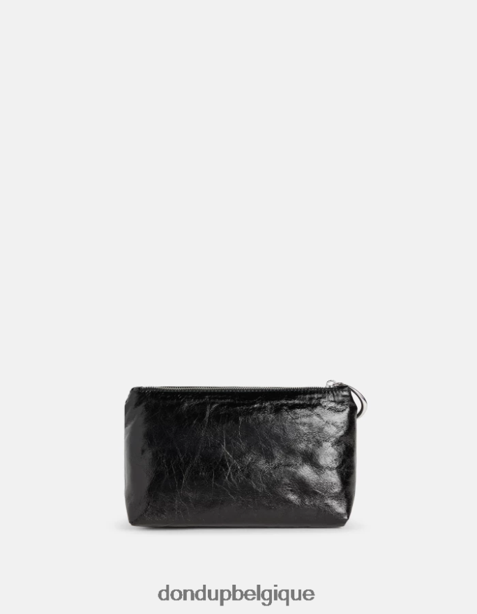 femmes accessoires DONDUP noir trousse de beauté en cuir brillant 8826D0502