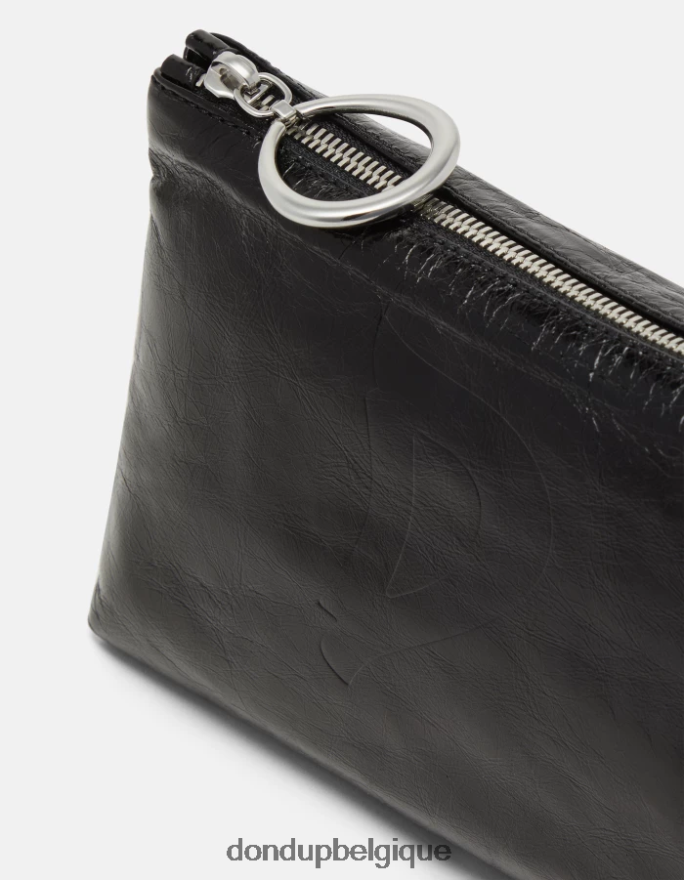 femmes accessoires DONDUP noir trousse de beauté en cuir brillant 8826D0502