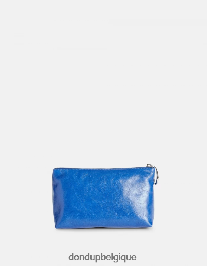 femmes accessoires DONDUP turquoise trousse de beauté en cuir brillant 8826D0498
