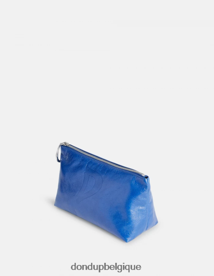 femmes accessoires DONDUP turquoise trousse de beauté en cuir brillant 8826D0498