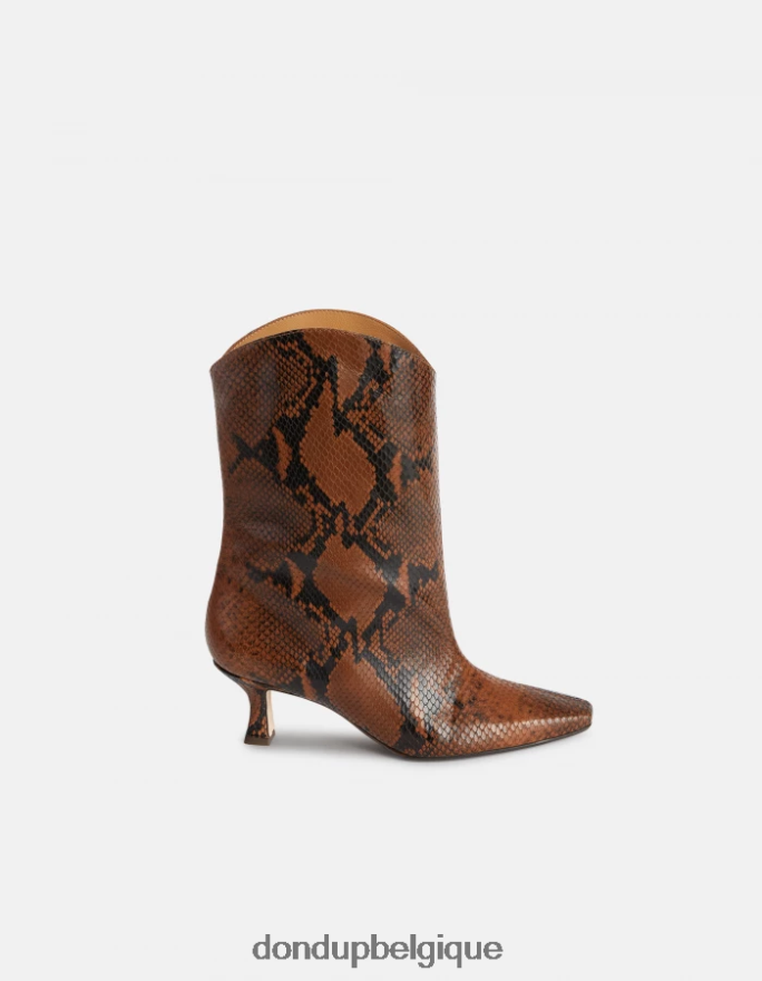 femmes chaussure DONDUP cioccolato bottes en cuir effet python 8826D0465