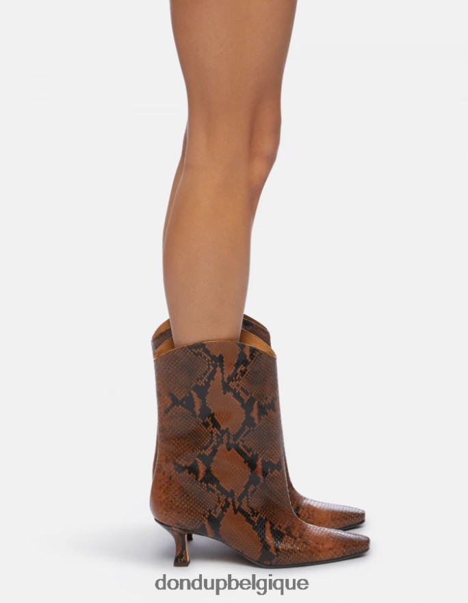 femmes chaussure DONDUP cioccolato bottes en cuir effet python 8826D0465
