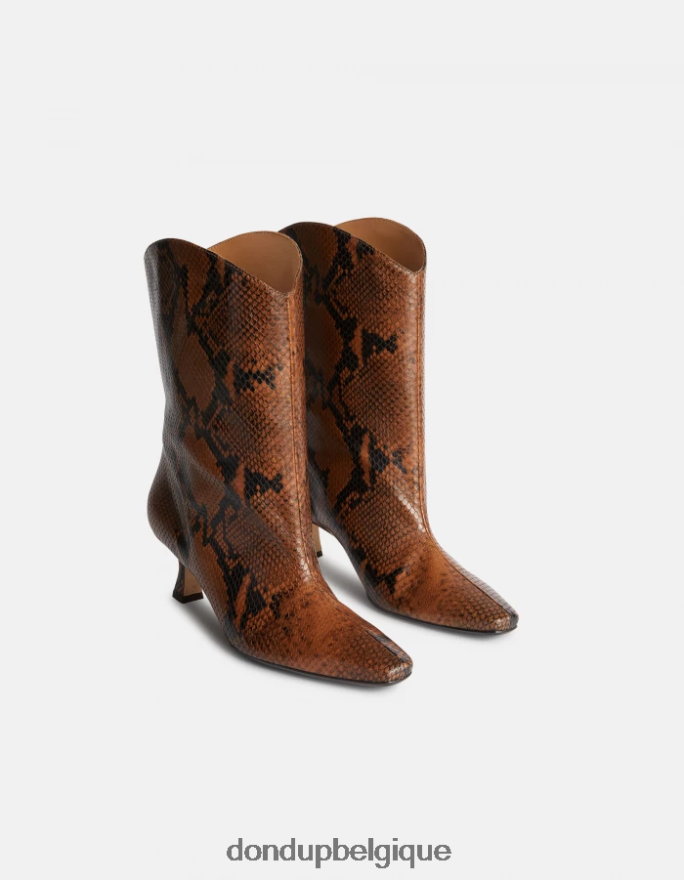 femmes chaussure DONDUP cioccolato bottes en cuir effet python 8826D0465