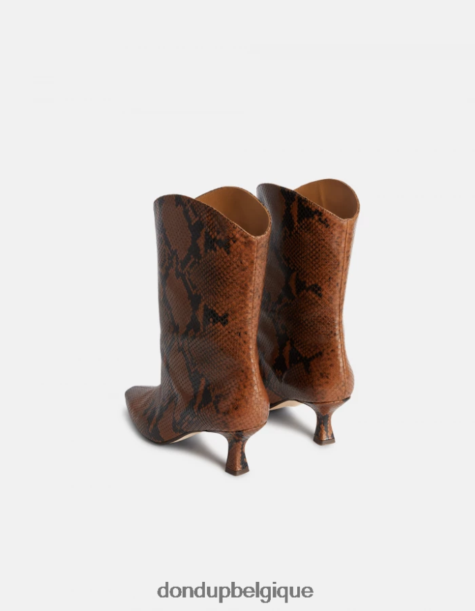 femmes chaussure DONDUP cioccolato bottes en cuir effet python 8826D0465