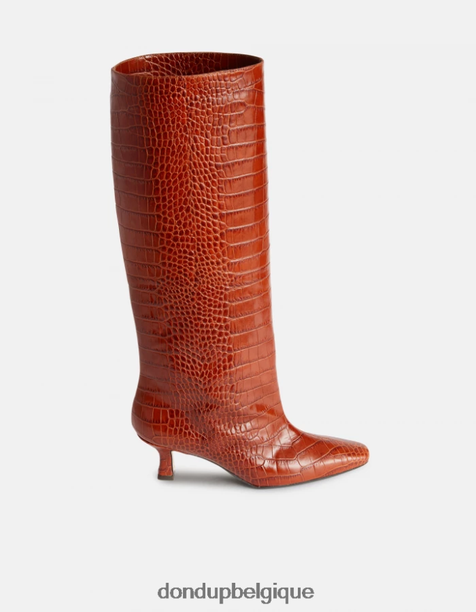 femmes chaussure DONDUP cioccolato bottines en cuir effet crocodile 8826D0467