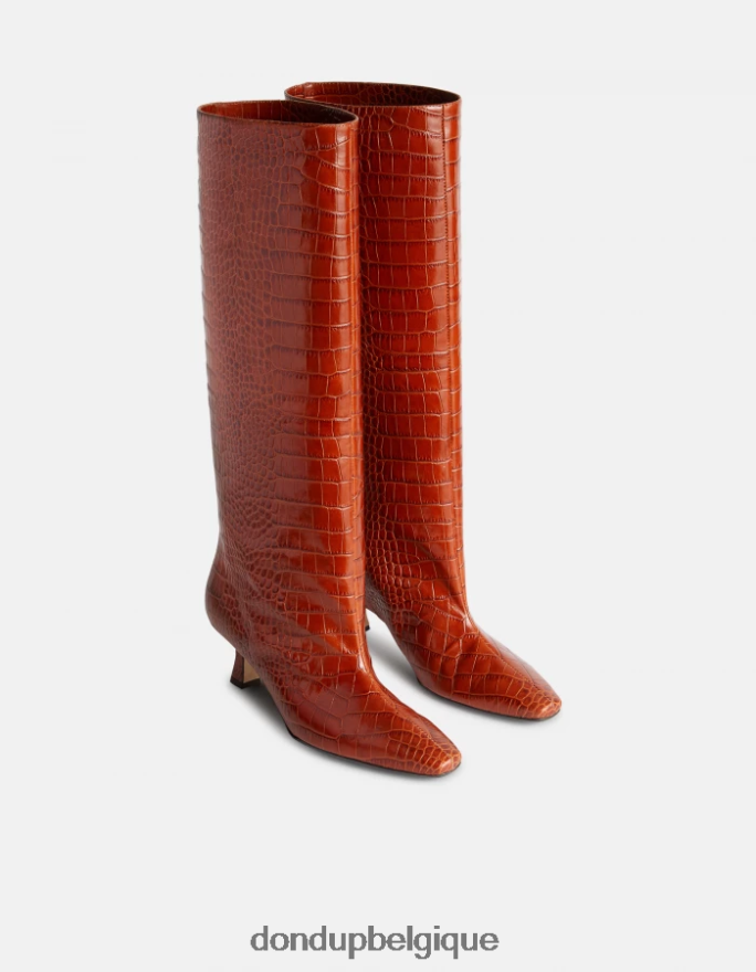 femmes chaussure DONDUP cioccolato bottines en cuir effet crocodile 8826D0467