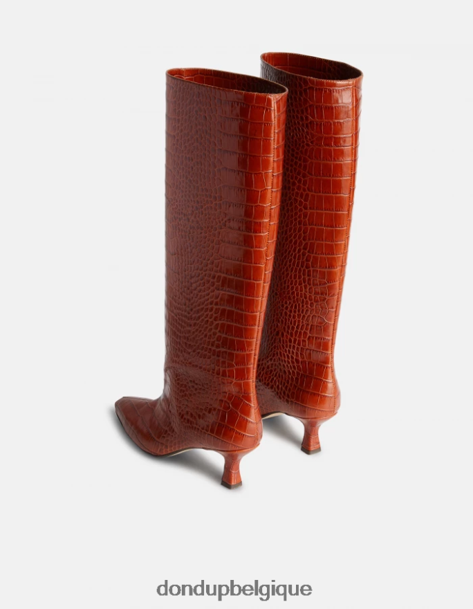 femmes chaussure DONDUP cioccolato bottines en cuir effet crocodile 8826D0467