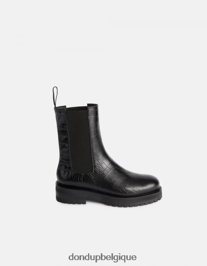 femmes chaussure DONDUP noir bottes beatles en cuir effet crocodile 8826D0460
