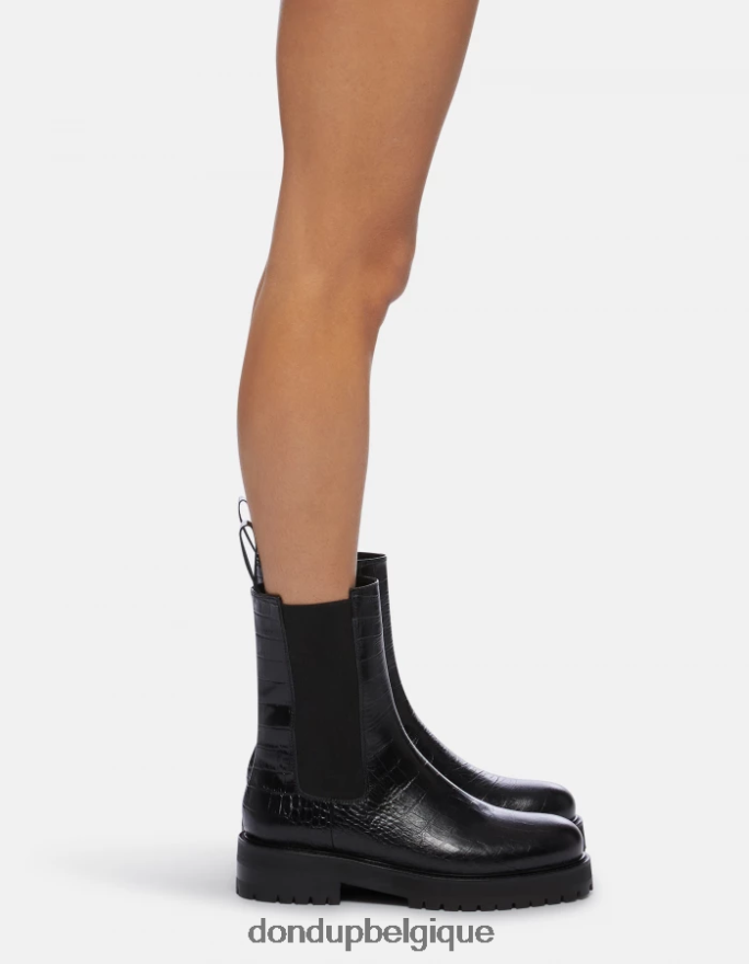 femmes chaussure DONDUP noir bottes beatles en cuir effet crocodile 8826D0460