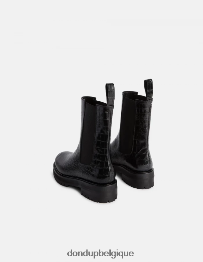 femmes chaussure DONDUP noir bottes beatles en cuir effet crocodile 8826D0460