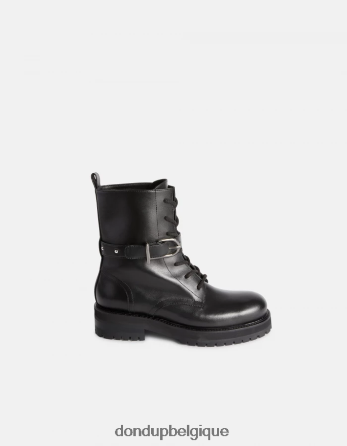 femmes chaussure DONDUP noir bottes de combat en cuir de veau nappa 8826D0455