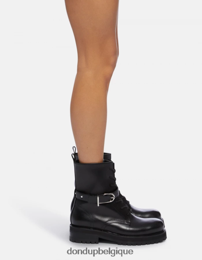 femmes chaussure DONDUP noir bottes de combat en cuir de veau nappa 8826D0455