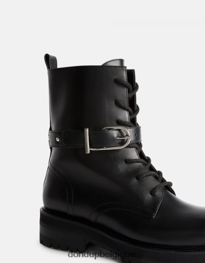 femmes chaussure DONDUP noir bottes de combat en cuir de veau nappa 8826D0455