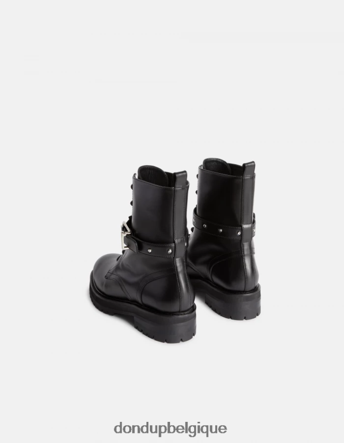femmes chaussure DONDUP noir bottes de combat en cuir de veau nappa 8826D0455