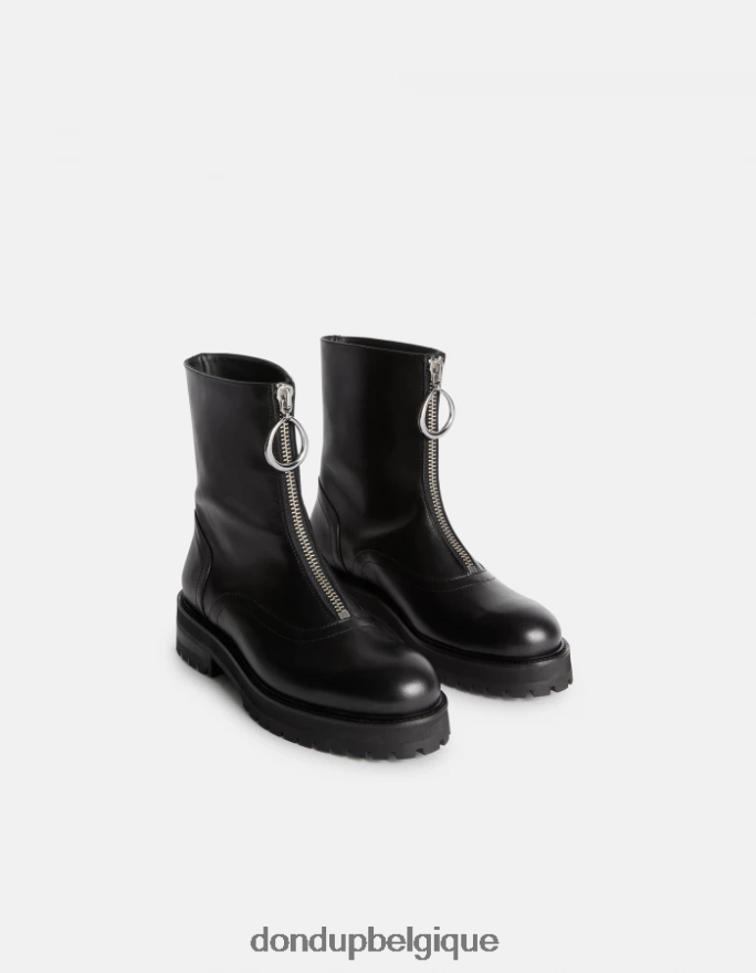 femmes chaussure DONDUP noir bottes de combat en cuir de veau nappa 8826D0463